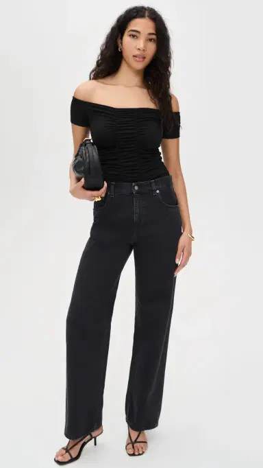 L'Agence Baliegh Off Shoulder Ruched Bodysuit Black | Thumbnail 5 L'Agence Baliegh Off Shoulder Ruched Bodysuit Black | Thumbnail 5