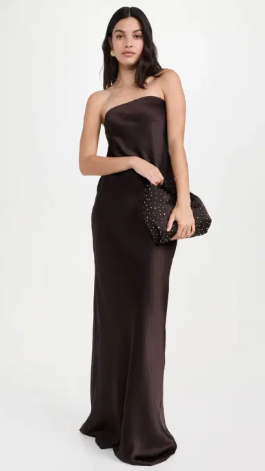 Norma Kamali Bias Strapless Gown Chocolate | Thumbnail 5 Norma Kamali Bias Strapless Gown Chocolate | Thumbnail 5