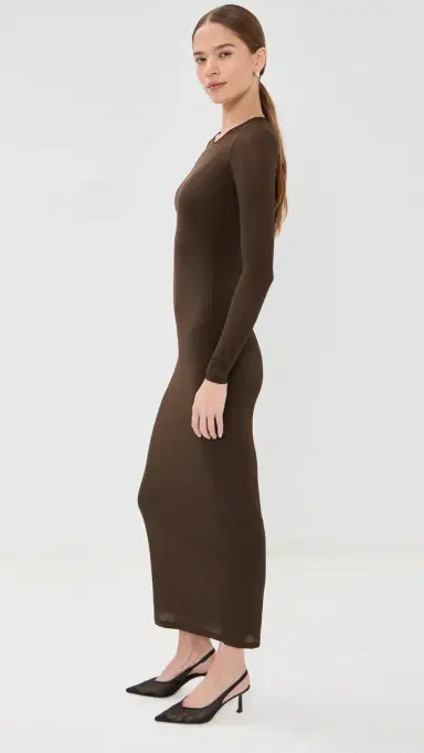 Wardrobe.NYC WARDROBE. NYC Sheer Midi Dress Dark Brown | Thumbnail 4 Wardrobe.NYC WARDROBE. NYC Sheer Midi Dress Dark Brown | Thumbnail 4