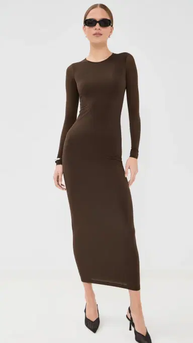 Wardrobe.NYC WARDROBE. NYC Sheer Midi Dress Dark Brown | Thumbnail 5 Wardrobe.NYC WARDROBE. NYC Sheer Midi Dress Dark Brown | Thumbnail 5