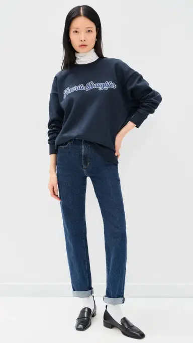Favorite Daughter The Varsity Embroidered Sweatshirt Navy/White | Thumbnail 6 Favorite Daughter The Varsity Embroidered Sweatshirt Navy/White | Thumbnail 6