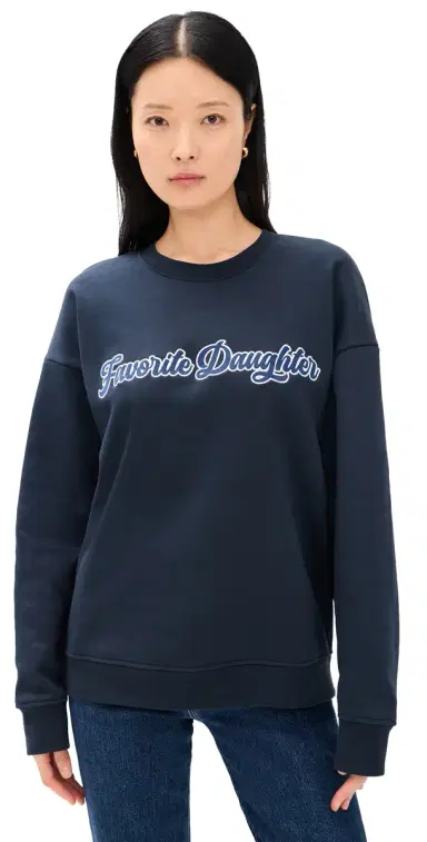 Favorite Daughter The Varsity Embroidered Sweatshirt Navy/White | Thumbnail 1 Favorite Daughter The Varsity Embroidered Sweatshirt Navy/White | Thumbnail 1