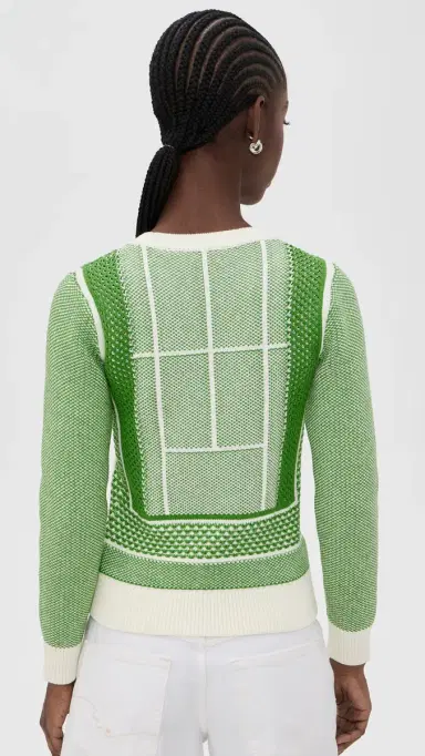 Lacoste Tennis Court Graphic Sweater Flour/Billiard Green | Thumbnail 3 Lacoste Tennis Court Graphic Sweater Flour/Billiard Green | Thumbnail 3