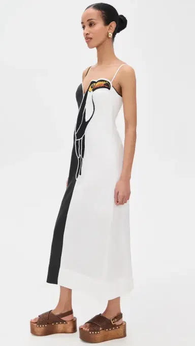 FARM Rio Black and White Embroidered Toucan Sleeve Dress Black and White | Thumbnail 4 FARM Rio Black and White Embroidered Toucan Sleeve Dress Black and White | Thumbnail 4