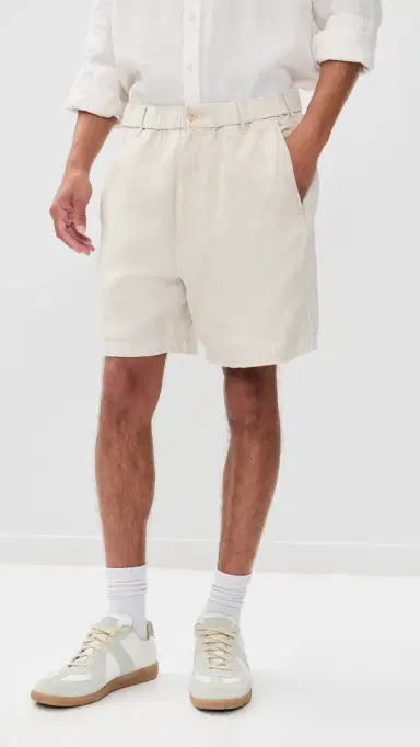 Madewell inen Pull On Shorts 6 Bleached | Thumbnail 2 Madewell inen Pull On Shorts 6 Bleached | Thumbnail 2