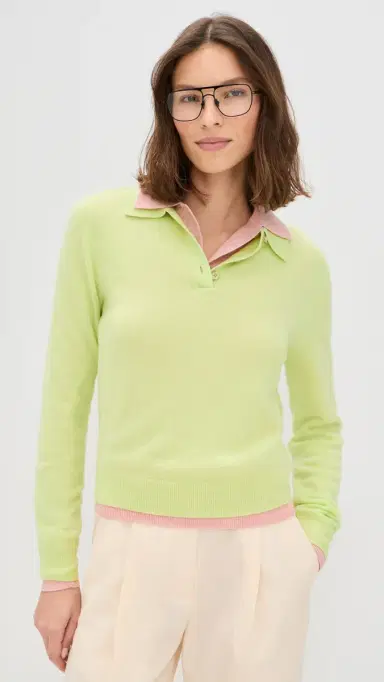 Renggli Cashmere Long leeve Polo Lime | Thumbnail 2 Renggli Cashmere Long leeve Polo Lime | Thumbnail 2
