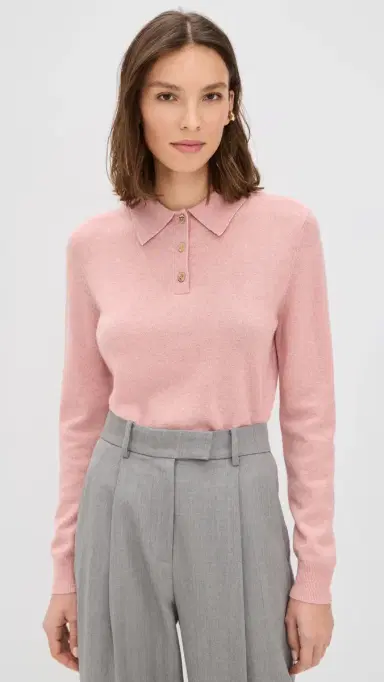 Renggli Cashmere ong Sleeve Polo Rose Quartz | Thumbnail 2 Renggli Cashmere ong Sleeve Polo Rose Quartz | Thumbnail 2