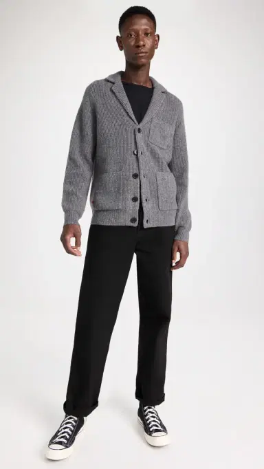 Alex Mill Ribbed Cardigan in Cashmere Heather Pewter S | Thumbnail 5 Alex Mill Ribbed Cardigan in Cashmere Heather Pewter S | Thumbnail 5
