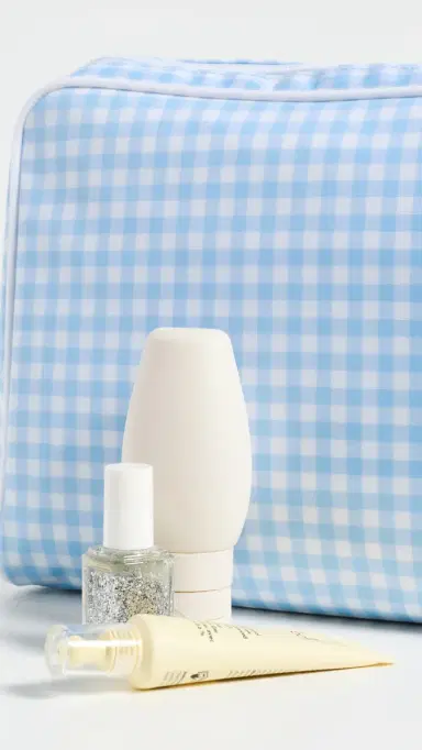 Weezie Large Toiletry Bag Light Blue Gingham One Size | Thumbnail 5 Weezie Large Toiletry Bag Light Blue Gingham One Size | Thumbnail 5
