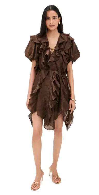 Aje Voyager Mini Dress Chocolate | Thumbnail 1 Aje Voyager Mini Dress Chocolate | Thumbnail 1