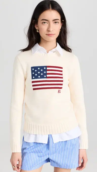 Polo Ralph Lauren Flag Pullover Sweater Parchment Cream | Thumbnail 2 Polo Ralph Lauren Flag Pullover Sweater Parchment Cream | Thumbnail 2