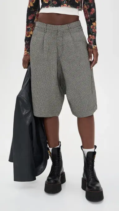 R13 Jumbo Tailored Shorts Black And White Houndstooth 24 | Thumbnail 3 R13 Jumbo Tailored Shorts Black And White Houndstooth 24 | Thumbnail 3
