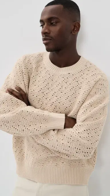 FRAME Long Sleeve Crochet Sweater Light tone | Thumbnail 2 FRAME Long Sleeve Crochet Sweater Light tone | Thumbnail 2