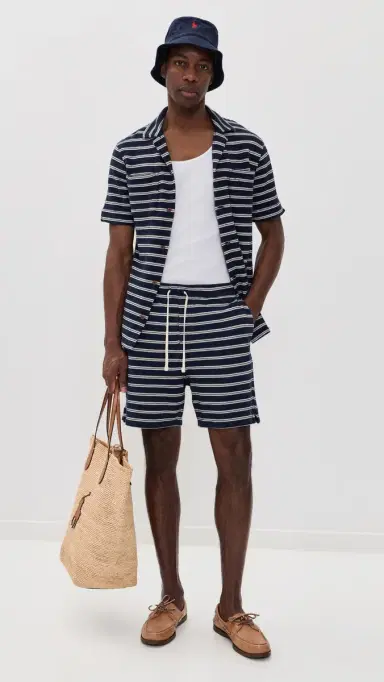 Polo Ralph Lauren Cotton Club Bar tripe Textured Pull On Shorts 6 Newport Navy/Pale Cream | Thumbnail 5 Polo Ralph Lauren Cotton Club Bar tripe Textured Pull On Shorts 6 Newport Navy/Pale Cream | Thumbnail 5