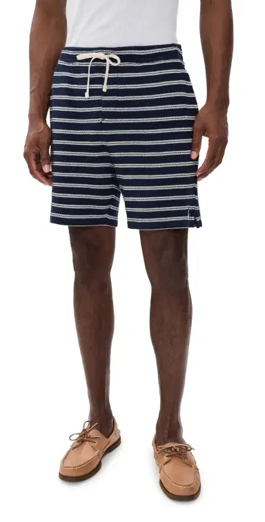 Polo Ralph Lauren Cotton Club Bar tripe Textured Pull On Shorts 6 Newport Navy/Pale Cream | Thumbnail 1 Polo Ralph Lauren Cotton Club Bar tripe Textured Pull On Shorts 6 Newport Navy/Pale Cream | Thumbnail 1