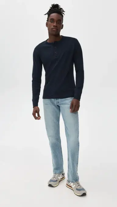 REIGNING CHAMP 1x1 Slub Slim Henley Navy L | Thumbnail 5 REIGNING CHAMP 1x1 Slub Slim Henley Navy L | Thumbnail 5