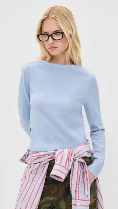 Polo Ralph Lauren Cotton ong Sleeve Boat Neck Pullover Stone Blue Heather | Thumbnail 3 Polo Ralph Lauren Cotton ong Sleeve Boat Neck Pullover Stone Blue Heather | Thumbnail 3