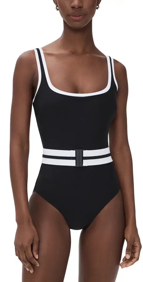 Dreamsculpt Piped Square Neck Swimsuit Caviar/Blanc Dreamsculpt Piped Square Neck Swimsuit Caviar/Blanc