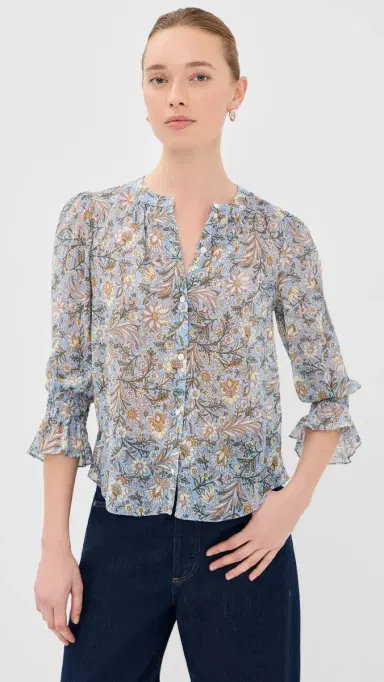 Veronica Beard Ashlynn Blouse Blue Jay Multi | Thumbnail 2 Veronica Beard Ashlynn Blouse Blue Jay Multi | Thumbnail 2