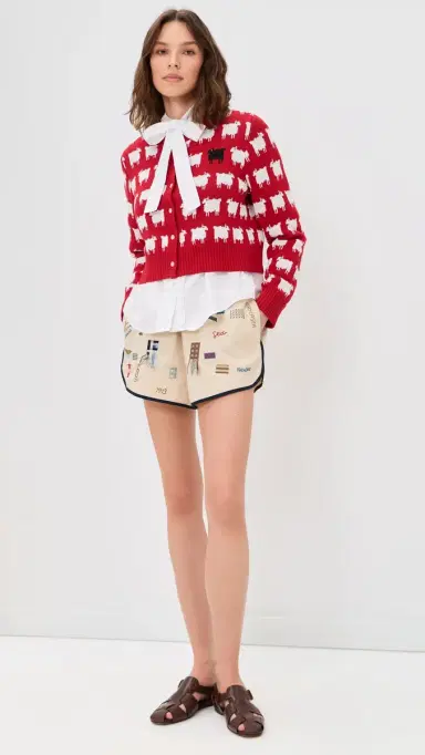 Rowing Blazers Cropped Sheep Cardigan Diana Red | Thumbnail 5 Rowing Blazers Cropped Sheep Cardigan Diana Red | Thumbnail 5