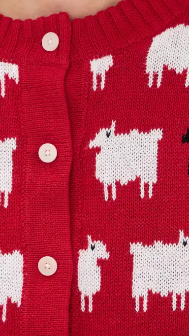 Rowing Blazers Cropped Sheep Cardigan Diana Red | Thumbnail 6 Rowing Blazers Cropped Sheep Cardigan Diana Red | Thumbnail 6