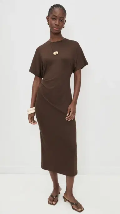 Vince Short Sleeve Side Rouche Dress Willow | Thumbnail 2 Vince Short Sleeve Side Rouche Dress Willow | Thumbnail 2