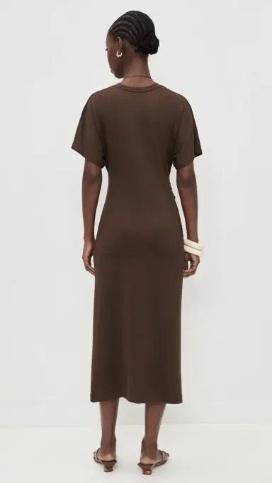 Vince Short Sleeve Side Rouche Dress Willow | Thumbnail 3 Vince Short Sleeve Side Rouche Dress Willow | Thumbnail 3