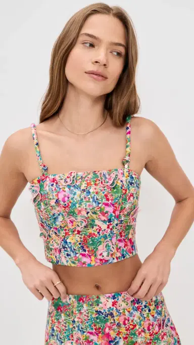 Farm Rio Peasant inen Floral Butterfly Top Peasant Floral Off-White | Thumbnail 2 Farm Rio Peasant inen Floral Butterfly Top Peasant Floral Off-White | Thumbnail 2