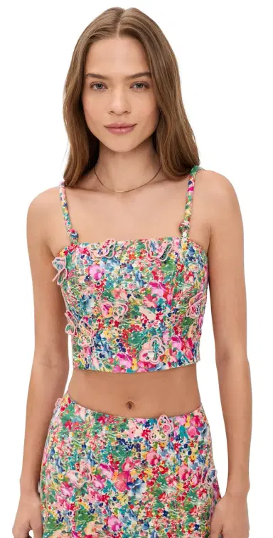 Farm Rio Peasant inen Floral Butterfly Top Peasant Floral Off-White | Thumbnail 1 Farm Rio Peasant inen Floral Butterfly Top Peasant Floral Off-White | Thumbnail 1