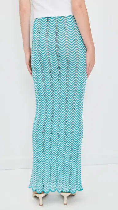 Dur Doux Wave Knit Maxi kirt Turquoise/White | Thumbnail 4 Dur Doux Wave Knit Maxi kirt Turquoise/White | Thumbnail 4