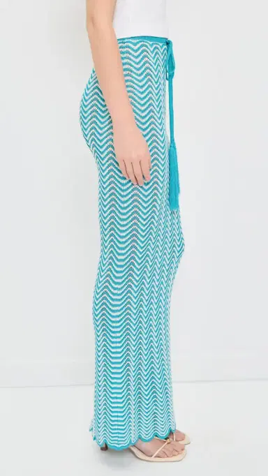 Dur Doux Wave Knit Maxi kirt Turquoise/White | Thumbnail 5 Dur Doux Wave Knit Maxi kirt Turquoise/White | Thumbnail 5