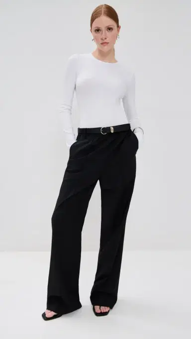 Tibi Circular Ribbed Crew Neck Pullover T-Shirt White | Thumbnail 5 Tibi Circular Ribbed Crew Neck Pullover T-Shirt White | Thumbnail 5
