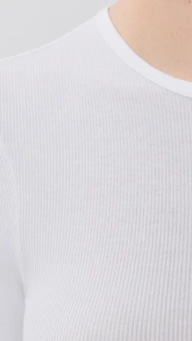 Tibi Circular Ribbed Crew Neck Pullover T-Shirt White | Thumbnail 6 Tibi Circular Ribbed Crew Neck Pullover T-Shirt White | Thumbnail 6