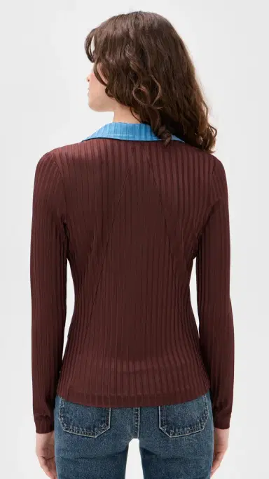 rag & bone Natalia Colorblock Long leeve Polo Chbrn | Thumbnail 3 rag & bone Natalia Colorblock Long leeve Polo Chbrn | Thumbnail 3