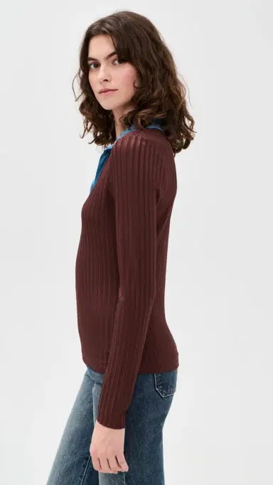 rag & bone Natalia Colorblock Long leeve Polo Chbrn | Thumbnail 4 rag & bone Natalia Colorblock Long leeve Polo Chbrn | Thumbnail 4