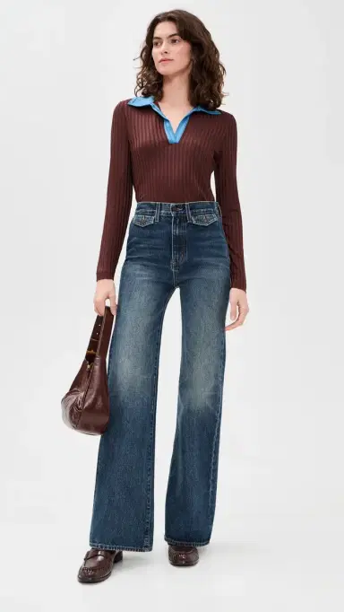 rag & bone Natalia Colorblock Long leeve Polo Chbrn | Thumbnail 5 rag & bone Natalia Colorblock Long leeve Polo Chbrn | Thumbnail 5