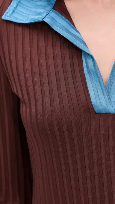 rag & bone Natalia Colorblock Long leeve Polo Chbrn | Thumbnail 6 rag & bone Natalia Colorblock Long leeve Polo Chbrn | Thumbnail 6