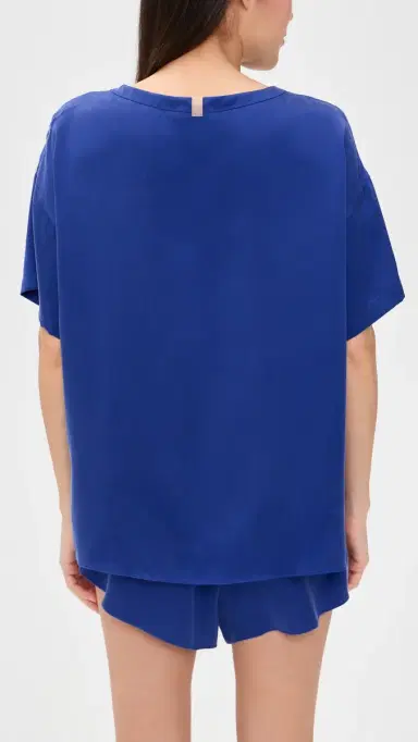 Lunya Washable Silk Tee and Shorts Pajama Set Cobalt Dream | Thumbnail 3 Lunya Washable Silk Tee and Shorts Pajama Set Cobalt Dream | Thumbnail 3