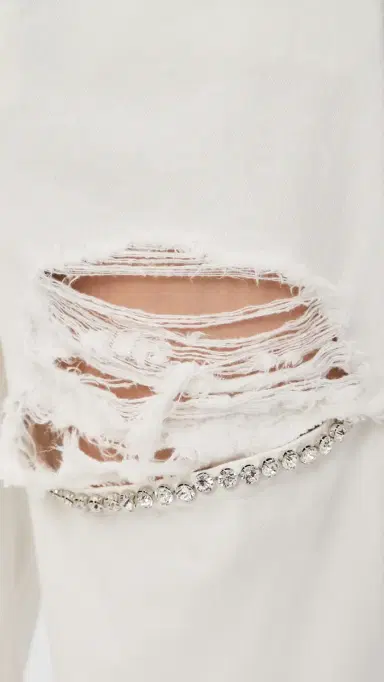 AREA Crystal Fray Slit Jeans White | Thumbnail 6 AREA Crystal Fray Slit Jeans White | Thumbnail 6