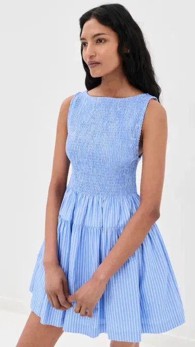 Hill House Home The Cosima Smocked Mini Dress Blue Stripe | Thumbnail 2 Hill House Home The Cosima Smocked Mini Dress Blue Stripe | Thumbnail 2