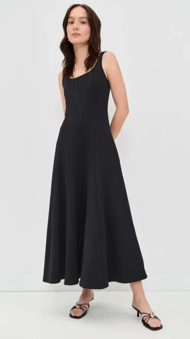 Vince Square Neck Seamed Dress Black | Thumbnail 5 Vince Square Neck Seamed Dress Black | Thumbnail 5