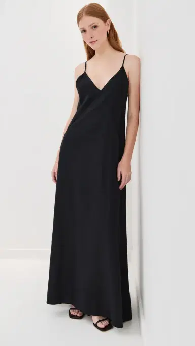 Another Tomorrow Linen Seamed Slip Dress Black 38 | Thumbnail 2 Another Tomorrow Linen Seamed Slip Dress Black 38 | Thumbnail 2