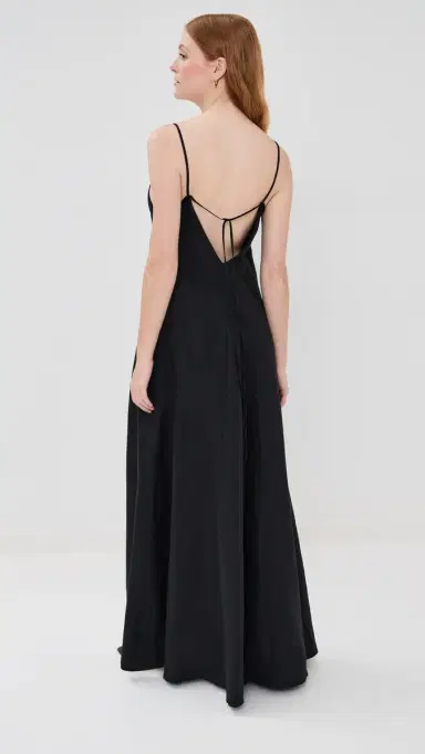 Another Tomorrow Linen Seamed Slip Dress Black 38 | Thumbnail 3 Another Tomorrow Linen Seamed Slip Dress Black 38 | Thumbnail 3