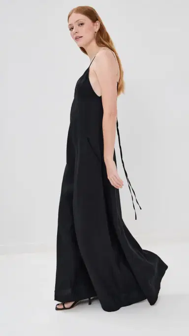 Another Tomorrow Linen Seamed Slip Dress Black 38 | Thumbnail 4 Another Tomorrow Linen Seamed Slip Dress Black 38 | Thumbnail 4