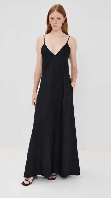 Another Tomorrow Linen Seamed Slip Dress Black 38 | Thumbnail 5 Another Tomorrow Linen Seamed Slip Dress Black 38 | Thumbnail 5