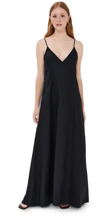 Another Tomorrow Linen Seamed Slip Dress Black 38 | Thumbnail 1 Another Tomorrow Linen Seamed Slip Dress Black 38 | Thumbnail 1