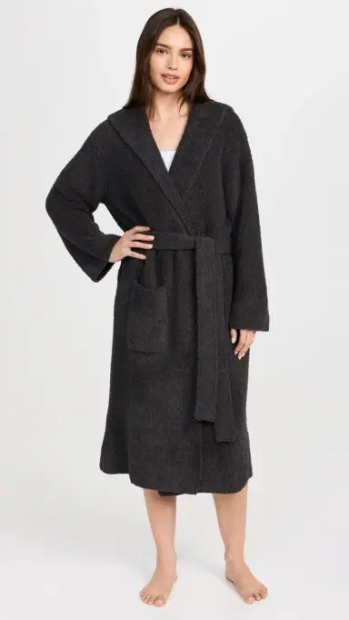 Barefoot Dreams CozyChic Ribbed Hooded Robe Carbon 2 | Thumbnail 2 Barefoot Dreams CozyChic Ribbed Hooded Robe Carbon 2 | Thumbnail 2