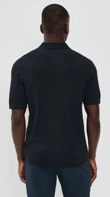 Theory Cable Knit Polo in Fine Bilen Dark Eclipse | Thumbnail 3 Theory Cable Knit Polo in Fine Bilen Dark Eclipse | Thumbnail 3