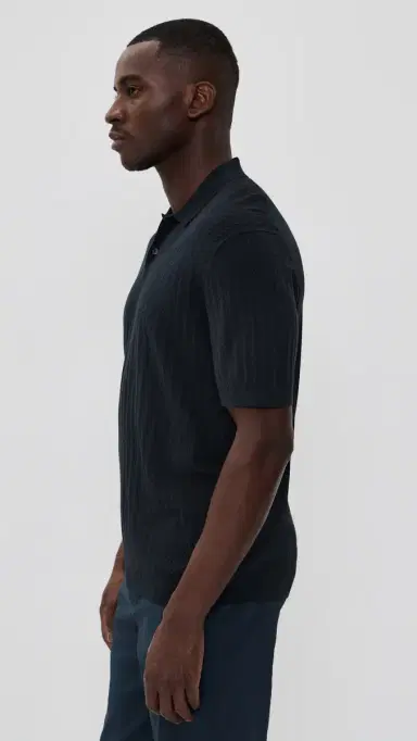 Theory Cable Knit Polo in Fine Bilen Dark Eclipse | Thumbnail 4 Theory Cable Knit Polo in Fine Bilen Dark Eclipse | Thumbnail 4