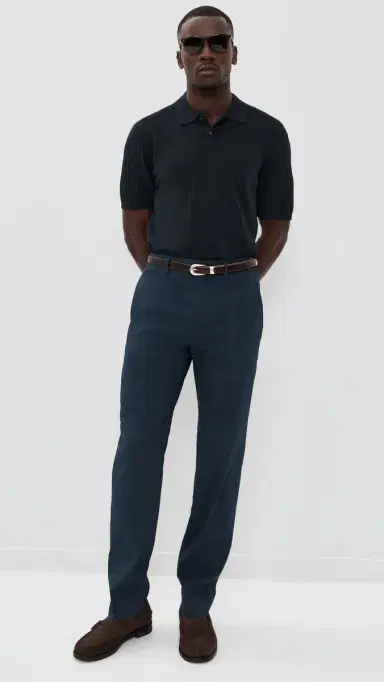 Theory Cable Knit Polo in Fine Bilen Dark Eclipse | Thumbnail 5 Theory Cable Knit Polo in Fine Bilen Dark Eclipse | Thumbnail 5